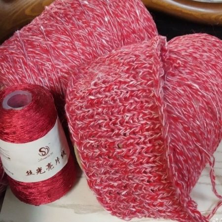 Микс шерсти с люрексом красный
