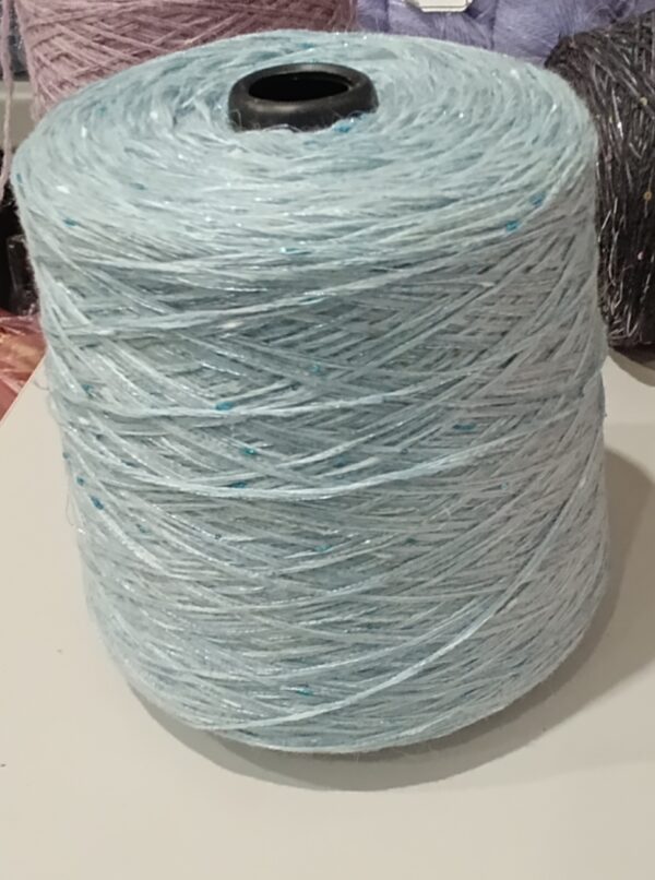 Микс шерсть с узелковым люрексом и микропайетками голубой