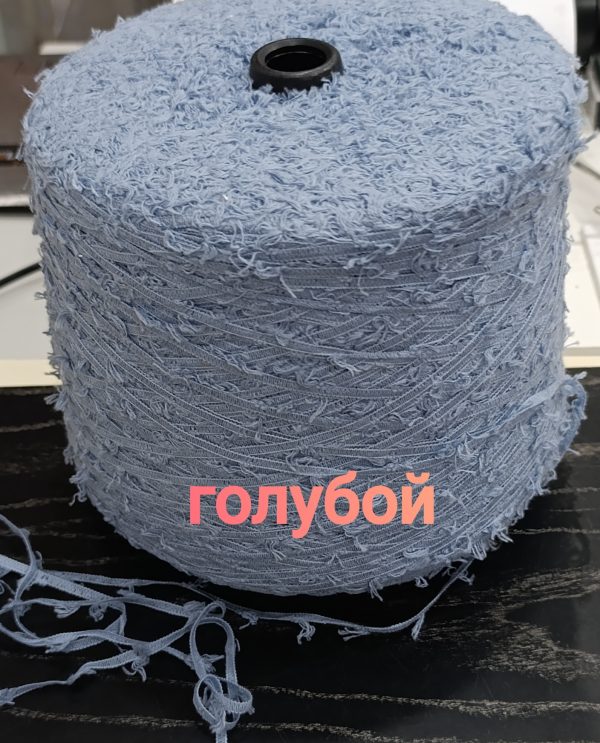 Хлопок с кисточками фактурный голубой