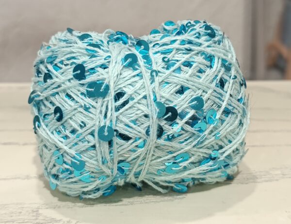 Королевские пайетки на хлопке 3мм+6 мм мятные на светлом