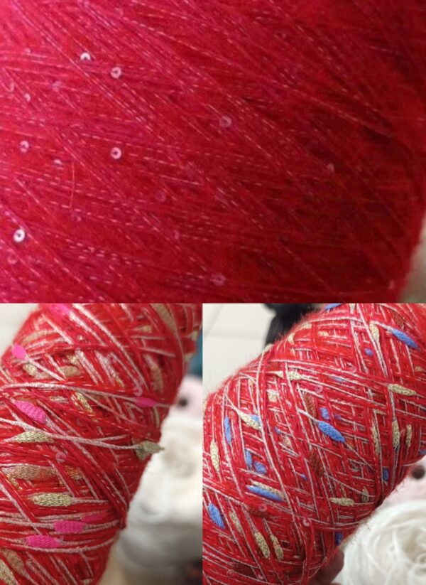 Набор красный Мохер с пайетками 3мм и люрексом 550 гр